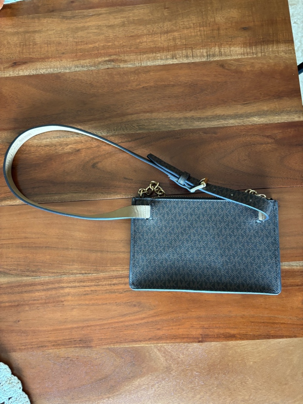 Michael Kors Chocolate Brown Signature Small Logo Pull Chain Belt Bag - Picture 5 of 6